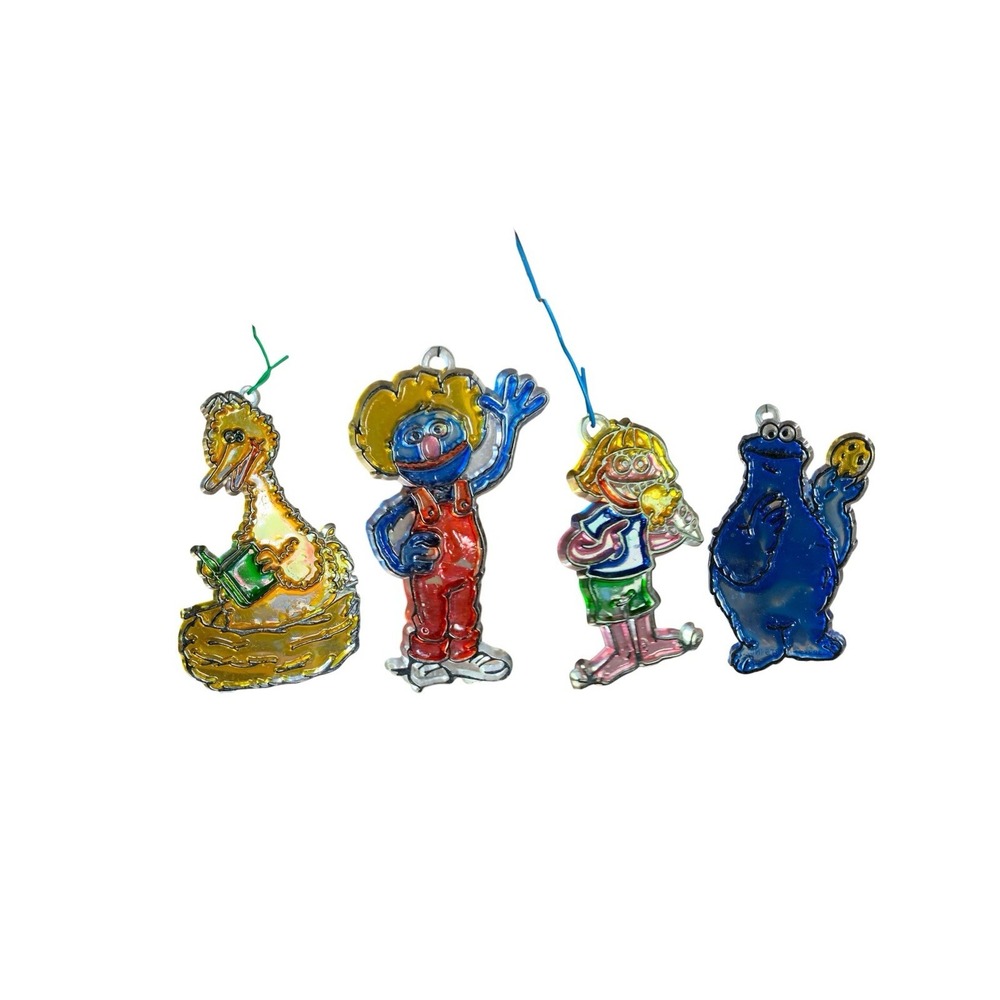 VTG Lot of 4 Sesame Street Muppets INC Suncatchers Ornaments 1988 Plastic 4in